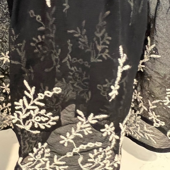 NWT!! Anthropologie SHEER EMBROIDERED MINI DRESS. Size M. Black Embroidered. - Picture 11 of 11